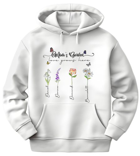 Moms garden, gyermek nevekkel - unisex kapucnis pulóver