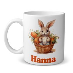 Húsvéti nyuszis bögre, nyuszi kosárban