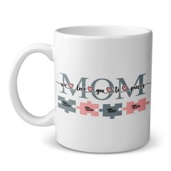 Mom felirat puzzle, gyermek nevekkel - bögre