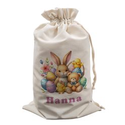 Húsvéti tojásgyűjtő zsák, nyuszi macival és kosárral