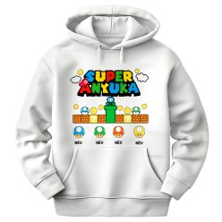   Super Anyuka, gyermek nevekkel (super mario version) - unisex kapucnis pulóver