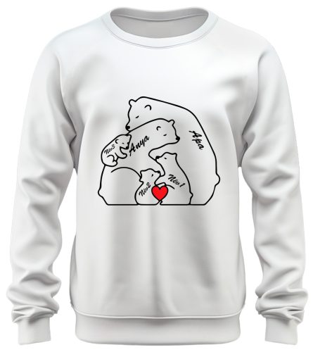 Mackó család nevekkel - unisex pulóver