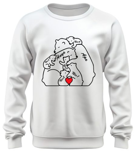 Mackó család nevekkel - unisex pulóver