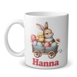 Húsvéti nyuszis bögre, kis szekeres