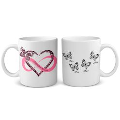 Végtelen szív, pillangós gyermek nevekkel - bögre